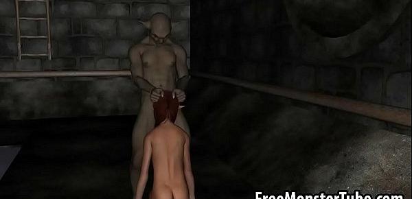  Hot 3D redhead elf babe getting fucked by a goblin